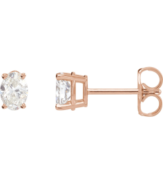 1870 14K Rose Set Oval Natural Diamond Pair 3.6 X 2.7Mm 15 Ctw I1, G-H Friction Friction Backs Included 4-Prong Polished 15 Ctw Natural Diamond 4-Prong Lightweight Earrings With .030 Inch Post