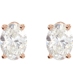 1870 14K Rose Set Oval Natural Diamond Pair 3.6 X 2.7Mm 15 Ctw I1, G-H Friction Friction Backs Included 4-Prong Polished 15 Ctw Natural Diamond 4-Prong Lightweight Earrings With .030 Inch Post