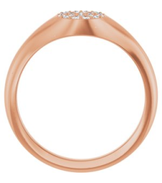 126633 Ring Set 14K Rose Natural Diamond Round 1.2 Mm Polished 18 Ctw Natural Diamond Pave Signet Ring