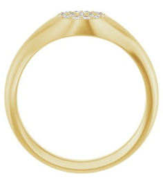 126633 Ring Set 14K Yellow Natural Diamond Round 1.2 Mm Polished 18 Ctw Natural Diamond Pave Signet Ring