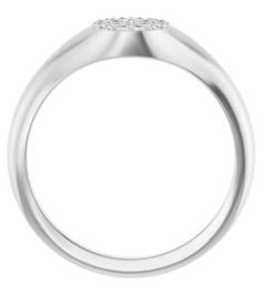 126633 Ring Set 14K White Natural Diamond Round 1.2 Mm Polished 18 Ctw Natural Diamond Pave Signet Ring
