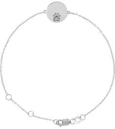 Brc928 Bracelet Set Sterling Silver Round Natural White Sapphire 1 Mm 6 12-7 12 In Polished Natural White Sapphire Engravable Paw Print Bracelet
