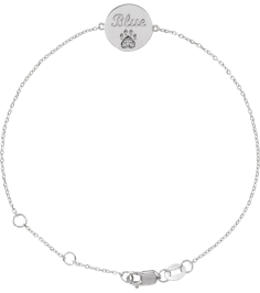 Brc928 Bracelet Set Sterling Silver Round Natural White Sapphire 1 Mm 6 12-7 12 In Polished Natural White Sapphire Engravable Paw Print Bracelet