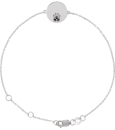 Brc928 Bracelet Set 14K White Round Natural Black Spinel 1 Mm 6 12-7 12 In Polished Natural Black Spinel Engravable Paw Print Bracelet