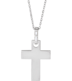 R50046 Necklace Set Platinum Straight Baguette Natural Diamond 2 X 1Mm 0.03 Ctw Si2-Si3, G-H 16-18 In Polished .03 Ctw Natural Diamond Cross Necklace