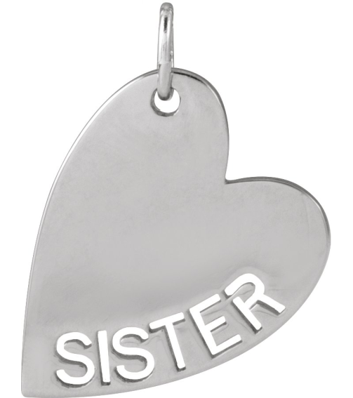 88484 Pendant 14K White Sister 16.6 X 11.2 Mm Polished Sister Pendant