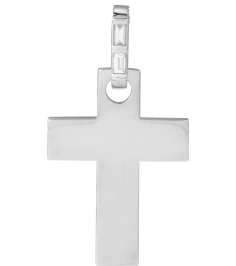 R50046 Pendant Set Sterling Silver Straight Baguette Natural Diamond 2 X 1Mm 0.03 Ctw I1, G-H Polished .03 Ctw Natural Diamond Cross Pendant