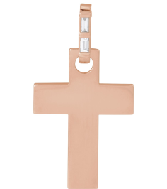 R50046 Pendant Set 14K Rose Straight Baguette Natural Diamond 2 X 1Mm 0.03 Ctw I1, G-H Polished .03 Ctw Natural Diamond Cross Pendant