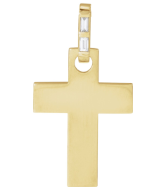 R50046 Pendant Set 14K Yellow Straight Baguette Natural Diamond 2 X 1Mm 0.03 Ctw I1, G-H Polished .03 Ctw Natural Diamond Cross Pendant