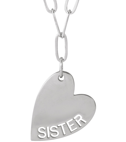 88484 Necklace 14K White Sister 16.6 X 11.2 Mm 18 In Polished Sister Necklace