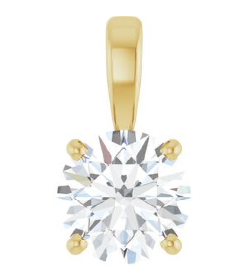 28392 Pendant Set 14K Yellow Round Lab-Grown Diamond 6.5Mm 1 Ct Si1-Si2, G-H Polished 1 Ctw Lab-Grown Diamond Solitaire 4-Prong Pendant