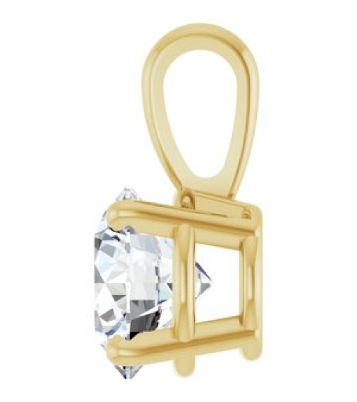 28392 Pendant Set 14K Yellow Round Lab-Grown Diamond 6.5Mm 1 Ct Si1-Si2, G-H Polished 1 Ctw Lab-Grown Diamond Solitaire 4-Prong Pendant