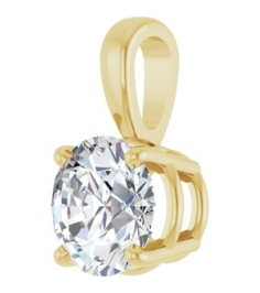 28392 Pendant Set 14K Yellow Round Lab-Grown Diamond 6.5Mm 1 Ct Si1-Si2, G-H Polished 1 Ctw Lab-Grown Diamond Solitaire 4-Prong Pendant