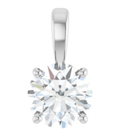 28392 Pendant Set 14K White Round Lab-Grown Diamond 6.5Mm 1 Ct Si1-Si2, G-H Polished 1 Ctw Lab-Grown Diamond Solitaire 4-Prong Pendant