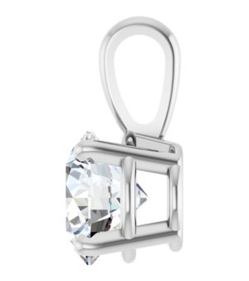 28392 Pendant Set 14K White Round Lab-Grown Diamond 6.5Mm 1 Ct Si1-Si2, G-H Polished 1 Ctw Lab-Grown Diamond Solitaire 4-Prong Pendant