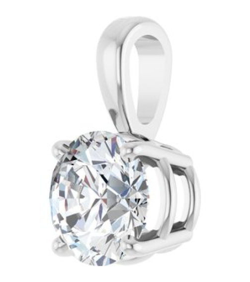 28392 Pendant Set 14K White Round Lab-Grown Diamond 6.5Mm 1 Ct Si1-Si2, G-H Polished 1 Ctw Lab-Grown Diamond Solitaire 4-Prong Pendant