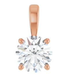 28392 Pendant Set 14K Rose Round Lab-Grown Diamond 6.5Mm 1 Ct Si1-Si2, G-H Polished 1 Ctw Lab-Grown Diamond Solitaire 4-Prong Pendant