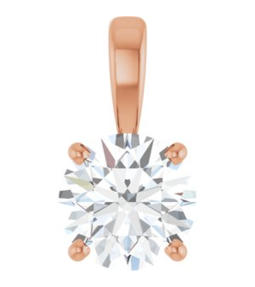 28392 Pendant Set 14K Rose Round Lab-Grown Diamond 6.5Mm 1 Ct Si1-Si2, G-H Polished 1 Ctw Lab-Grown Diamond Solitaire 4-Prong Pendant