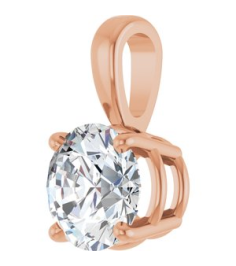 28392 Pendant Set 14K Rose Round Lab-Grown Diamond 6.5Mm 1 Ct Si1-Si2, G-H Polished 1 Ctw Lab-Grown Diamond Solitaire 4-Prong Pendant