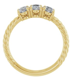 71833 Set 14K Yellow 3-Stone Oval 8 X 6 Mm Lab-Grown Diamond Polished 3 Ctw Lab-Grown Diamond 3-Stone Ring