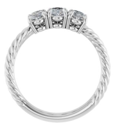 71833 Set 14K White 3-Stone Oval 8 X 6 Mm Lab-Grown Diamond Polished 3 Ctw Lab-Grown Diamond 3-Stone Ring