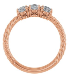 71833 Set 14K Rose 3-Stone Oval 8 X 6 Mm Lab-Grown Diamond Polished 3 Ctw Lab-Grown Diamond 3-Stone Ring