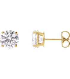 1874 14K Yellow Set Round Lab-Grown Diamond Pair 7.25Mm 3 Ctw Si1-Si2, G-H Friction Friction Backs Included 4-Prong Polished 3 Ctw Lab-Grown Diamond Stud Earrings