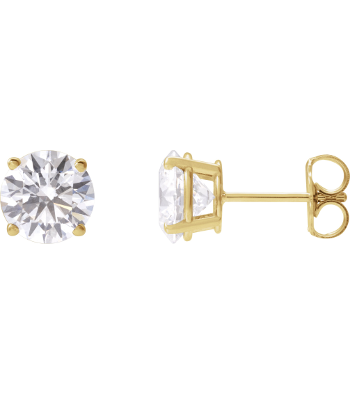 1874 14K Yellow Set Round Lab-Grown Diamond Pair 7.25Mm 3 Ctw Si1-Si2, G-H Friction Friction Backs Included 4-Prong Polished 3 Ctw Lab-Grown Diamond Stud Earrings