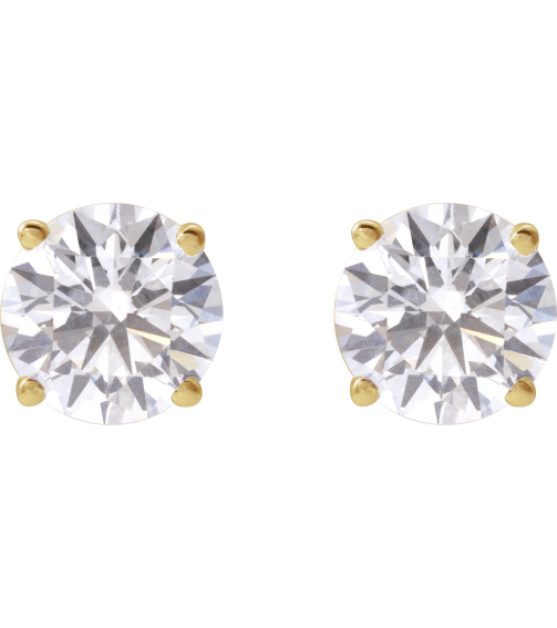 1874 14K Yellow Set Round Lab-Grown Diamond Pair 7.25Mm 3 Ctw Si1-Si2, G-H Friction Friction Backs Included 4-Prong Polished 3 Ctw Lab-Grown Diamond Stud Earrings