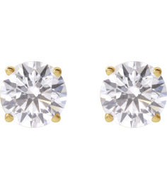 1874 14K Yellow Set Round Lab-Grown Diamond Pair 7.25Mm 3 Ctw Vs, F+ Friction Friction Backs Included 4-Prong Polished 3 Ctw Lab-Grown Diamond Stud Earrings