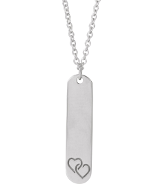 88521 Necklace 14K White 2 Hearts 22.4 X 5 Mm 16-18 In Polished Interlocking Hearts Engravable Necklace