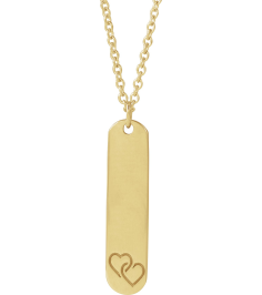88521 Necklace 14K Yellow 2 Hearts 22.4 X 5 Mm 16-18 In Polished Interlocking Hearts Engravable Necklace