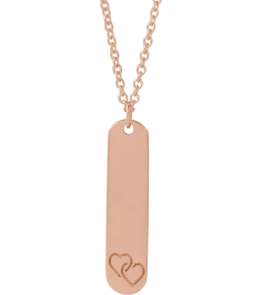88521 Necklace 14K Rose 2 Hearts 22.4 X 5 Mm 16-18 In Polished Interlocking Hearts Engravable Necklace