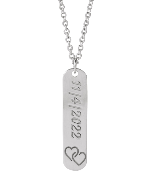88521 Necklace Sterling Silver 2 Hearts 22.4 X 5 Mm 16-18 In Polished Interlocking Hearts Engravable Necklace