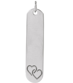 88521 Pendant Sterling Silver 2 Hearts 22.4 X 5 Mm Polished Interlocking Hearts Engravable Pendant