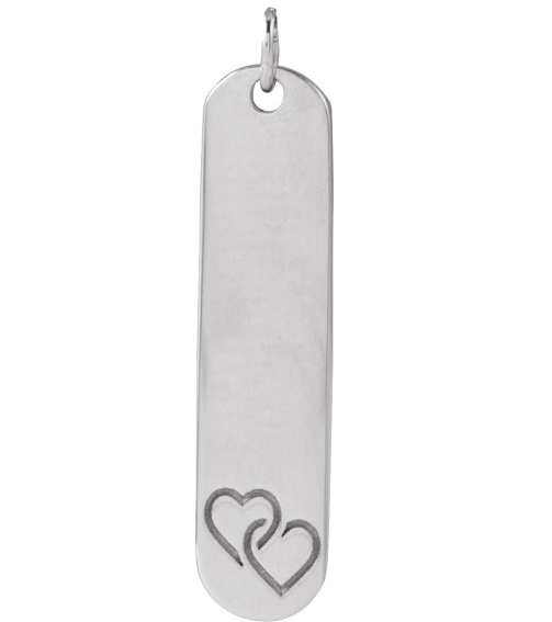 88521 Pendant Sterling Silver 2 Hearts 22.4 X 5 Mm Polished Interlocking Hearts Engravable Pendant