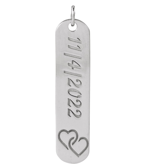 88521 Pendant Sterling Silver 2 Hearts 22.4 X 5 Mm Polished Interlocking Hearts Engravable Pendant