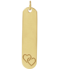 88521 Pendant 14K Yellow 2 Hearts 22.4 X 5 Mm Polished Interlocking Hearts Engravable Pendant