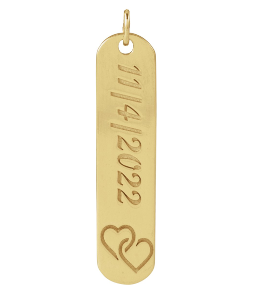 88521 Pendant 14K Yellow 2 Hearts 22.4 X 5 Mm Polished Interlocking Hearts Engravable Pendant
