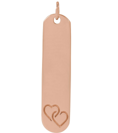 88521 Pendant 14K Rose 2 Hearts 22.4 X 5 Mm Polished Interlocking Hearts Engravable Pendant