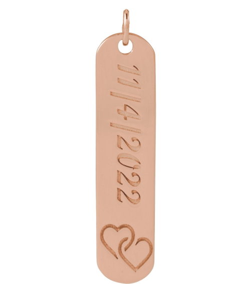 88521 Pendant 14K Rose 2 Hearts 22.4 X 5 Mm Polished Interlocking Hearts Engravable Pendant