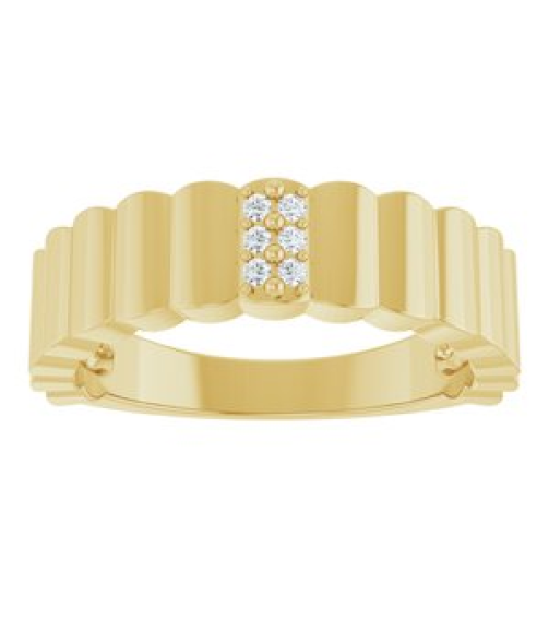 126656 Ring Set 14K Yellow Natural Diamond Round 1.2 Mm Polished .04 Ctw Natural Diamond Cigar Ring