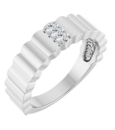 126656 Ring Set 14K White Natural Diamond Round 1.2 Mm Polished .04 Ctw Natural Diamond Cigar Ring