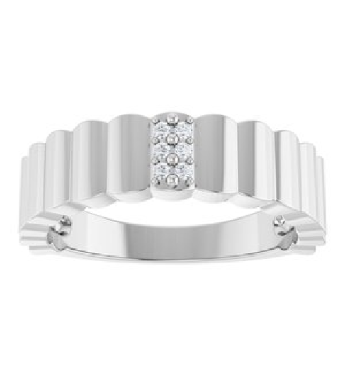 126656 Ring Set 14K White Natural Diamond Round 1.2 Mm Polished .04 Ctw Natural Diamond Cigar Ring