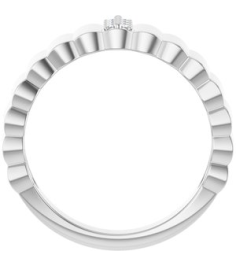 126656 Ring Set Sterling Silver Natural Diamond Round 1.2 Mm Polished .04 Ctw Natural Diamond Cigar Ring