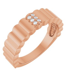 126656 Ring Set 14K Rose Natural Diamond Round 1.2 Mm Polished .04 Ctw Natural Diamond Cigar Ring