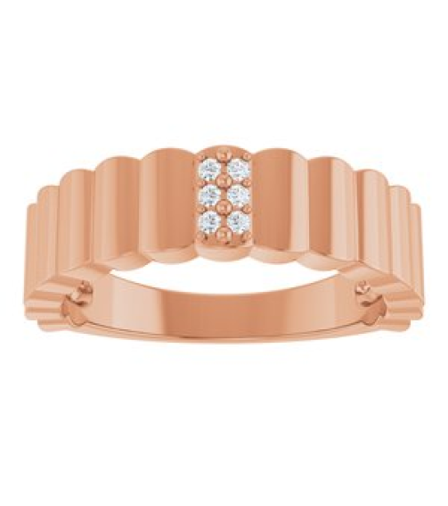 126656 Ring Set 14K Rose Natural Diamond Round 1.2 Mm Polished .04 Ctw Natural Diamond Cigar Ring