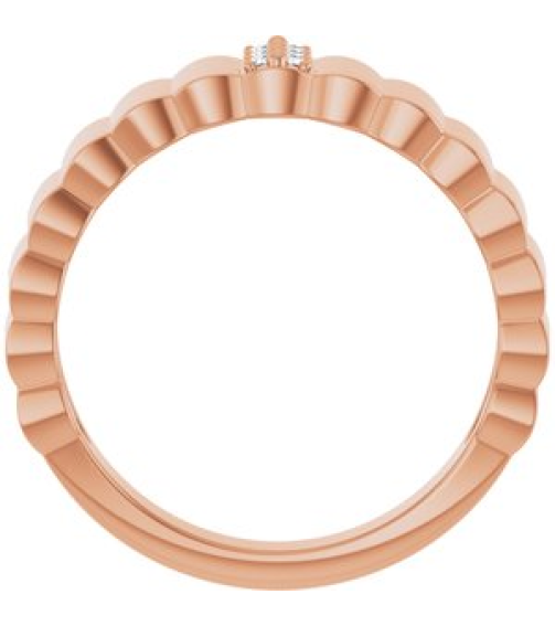 126656 Ring Set 14K Rose Natural Diamond Round 1.2 Mm Polished .04 Ctw Natural Diamond Cigar Ring