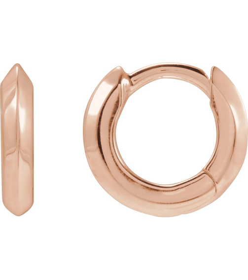 88489 Earring 14K Rose 10 Mm 2 Mm Pair Hinged Polished Knife Edge Hinged Hoop Earrings