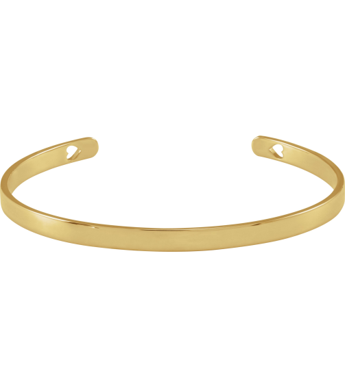 Brc892 14K Yellow Heart Polished Engravable Cuff Bracelet